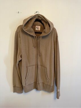 Todd Snyder x Champion Men's Zip Hoodie Sweatshirt in Tan XXL